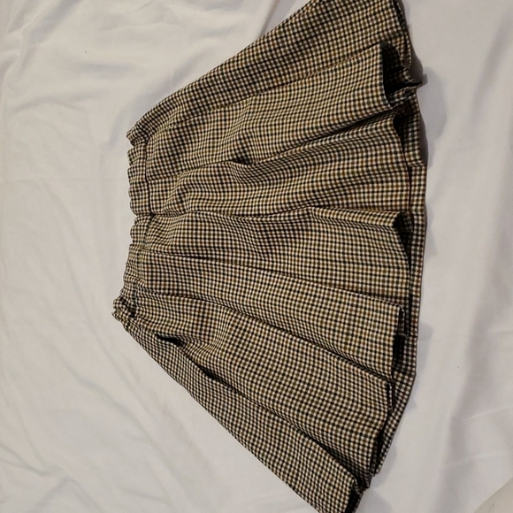 Zara Kids - Girls Plaid Brown, Blue, Cream Pleated Skirt - Picture 3 of 4